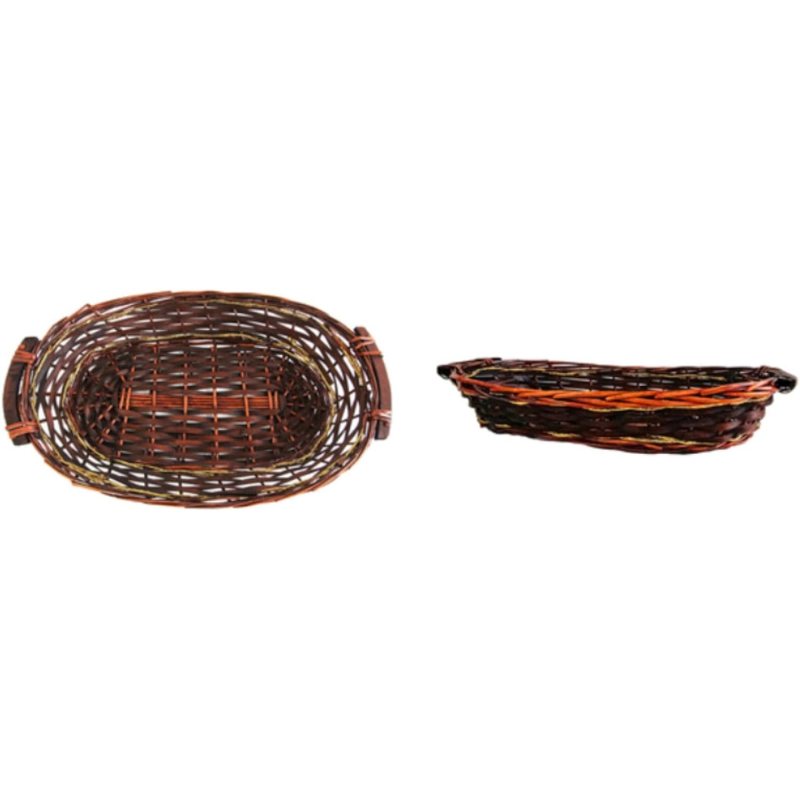 Cesto Natalizio in Vimini Marrone - 30 Pezzi – Dimensioni 53x35x11Cm | Eleganza Naturale per Confezioni Regalo Artigianali