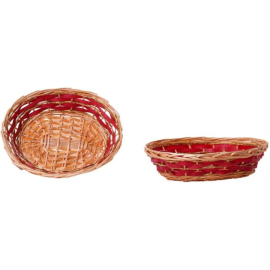 Cesto Natalizio in Vimini Beige e Rosso - 30 Pezzi – Dimensioni 36x29x10Cm | Eleganza Compatta per Regali di Grande Effetto