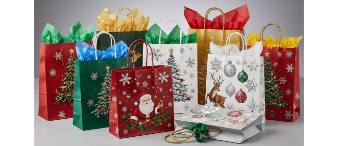 Shopper natalizi in carta 150‑180 g con fondo rinforzato: il packaging perfetto